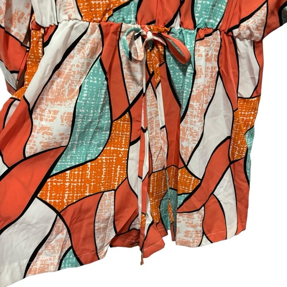 Romper / short jumpsuit - coral / teal / white - NWOT - size M - Picture 3 of 7